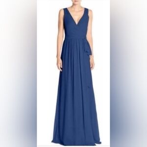 Joanna August 'Parker' Twist Strap Chiffon Wrap Gown Size XXL